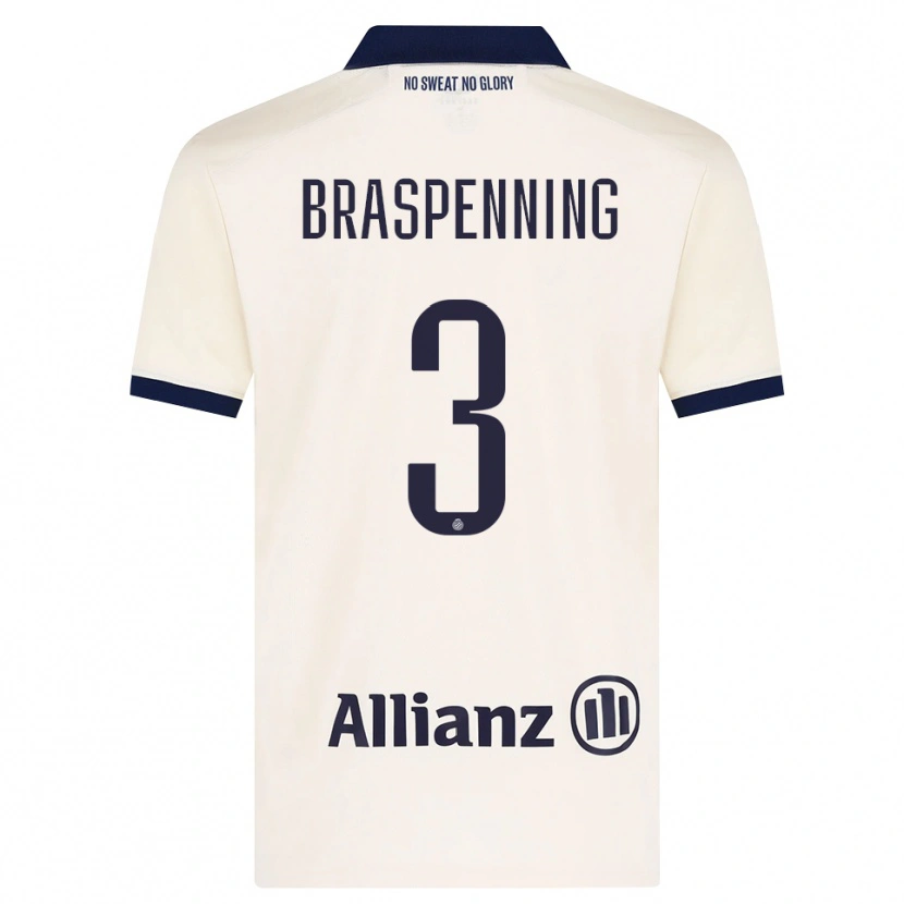 Danxen Bambino Maglia Daan Braspenning #3 Beige Nero Kit Gara Away 2026/27 Maglietta