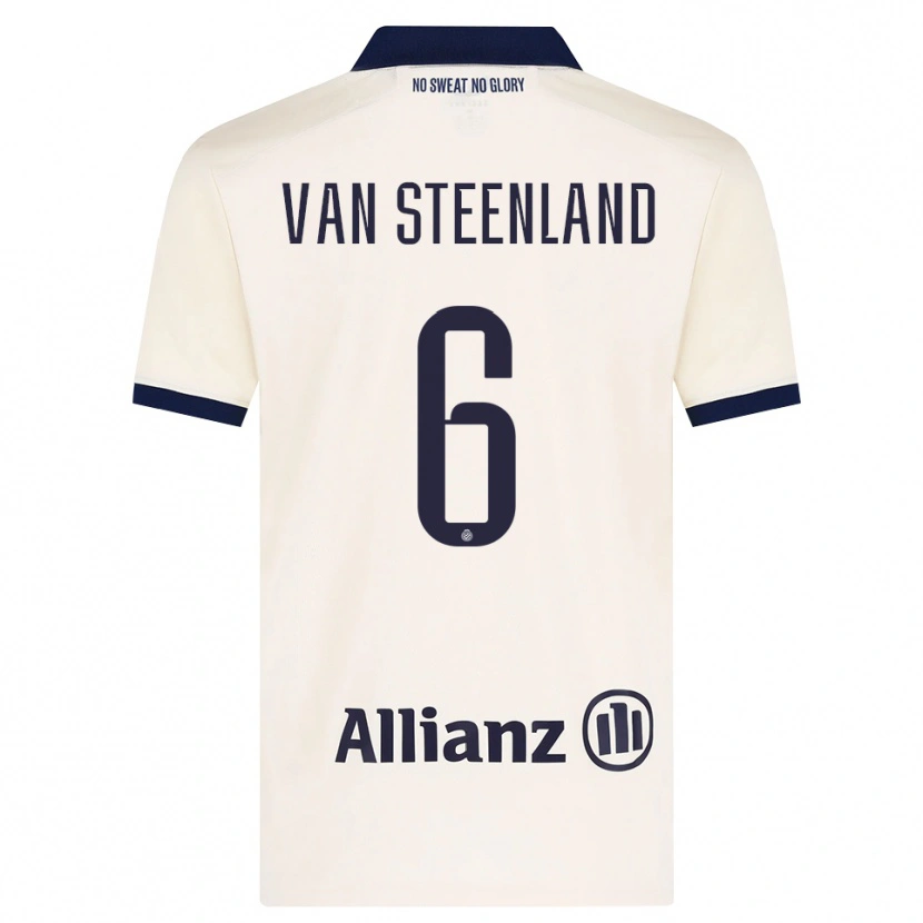 Danxen Bambino Maglia Gilles Van Steenland #6 Beige Nero Kit Gara Away 2026/27 Maglietta