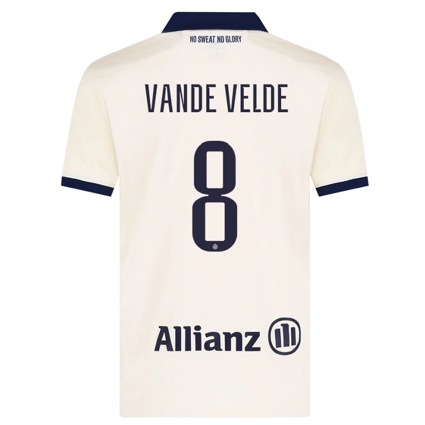 Danxen Bambino Maglia Chloé Vande Velde #8 Beige Nero Kit Gara Away 2026/27 Maglietta