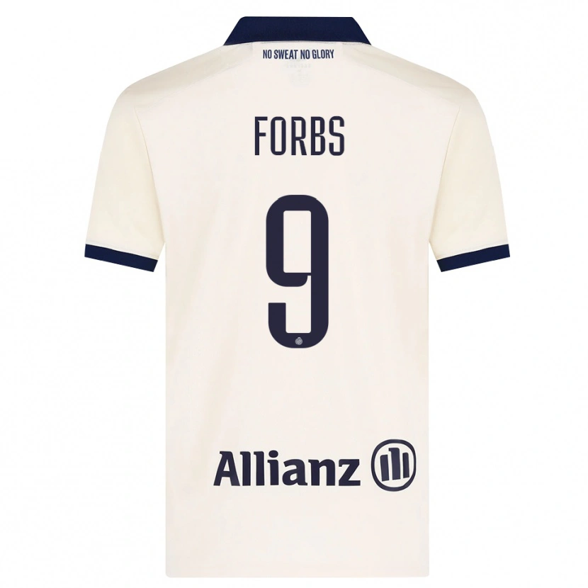 Danxen Bambino Maglia Carlos Forbs #9 Beige Nero Kit Gara Away 2026/27 Maglietta