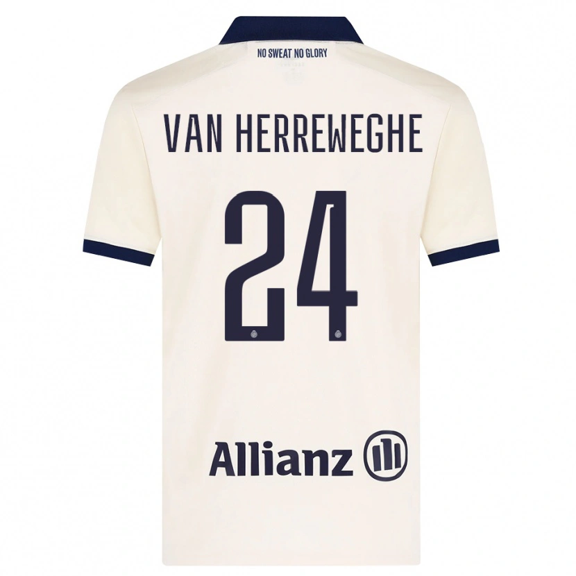 Danxen Bambino Maglia Febe Van Herreweghe #24 Beige Nero Kit Gara Away 2026/27 Maglietta