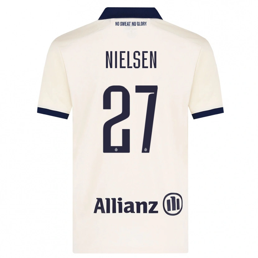 Danxen Bambino Maglia Casper Nielsen #27 Beige Nero Kit Gara Away 2026/27 Maglietta
