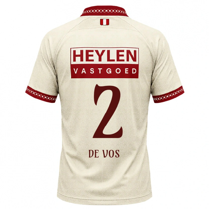 Danxen Bambino Maglia Lucas De Vos #2 Beige Rosso Kit Gara Away 2026/27 Maglietta