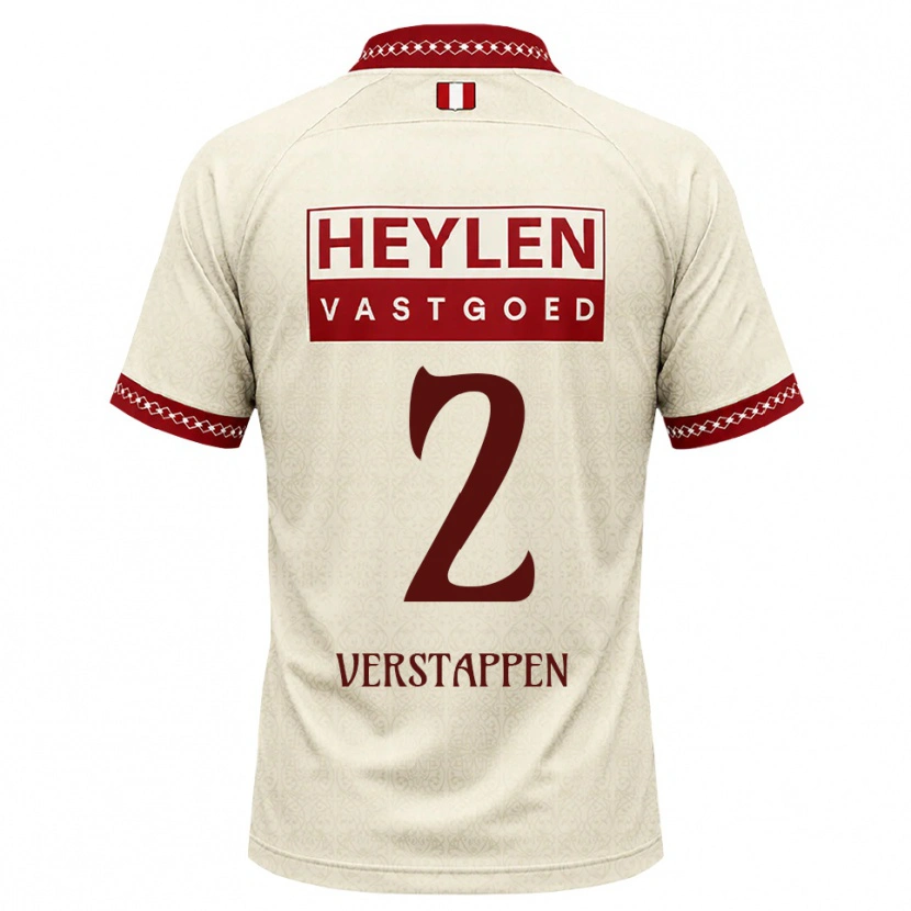 Danxen Bambino Maglia Jayden Verstappen #2 Beige Rosso Kit Gara Away 2026/27 Maglietta