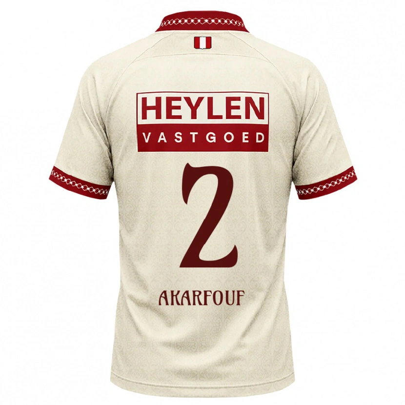 Danxen Bambino Maglia Hamza Akarfouf #2 Beige Rosso Kit Gara Away 2026/27 Maglietta