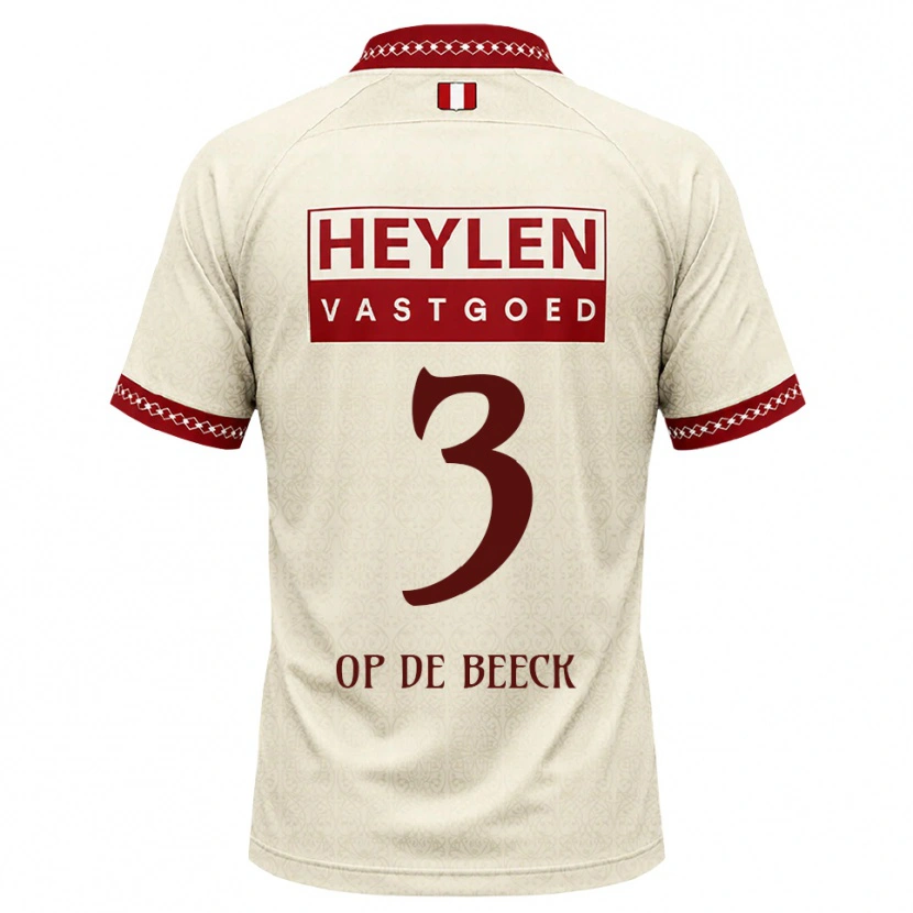 Danxen Bambino Maglia Gregg Op De Beeck #3 Beige Rosso Kit Gara Away 2026/27 Maglietta