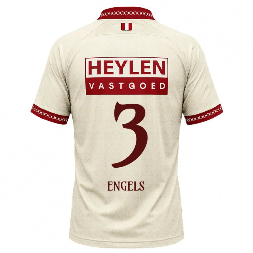 Danxen Bambino Maglia Björn Engels #3 Beige Rosso Kit Gara Away 2026/27 Maglietta