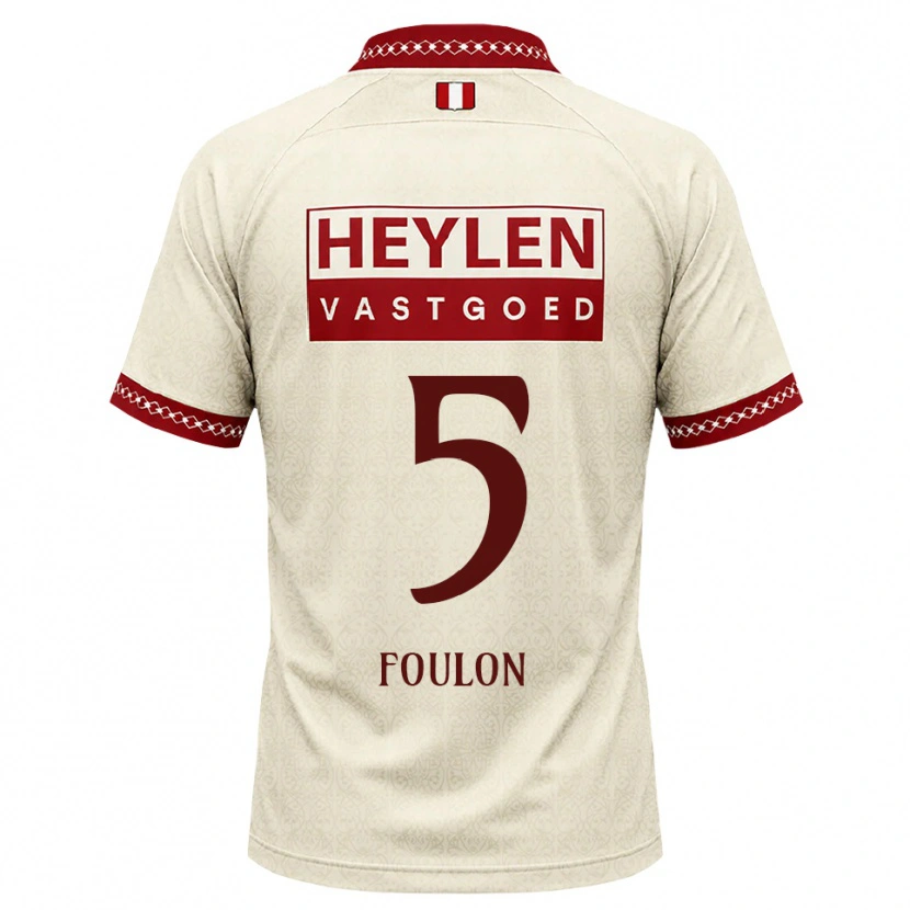 Danxen Bambino Maglia Daam Foulon #5 Beige Rosso Kit Gara Away 2026/27 Maglietta