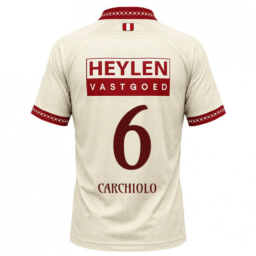 Danxen Bambino Maglia Ilano Carchiolo #6 Beige Rosso Kit Gara Away 2026/27 Maglietta