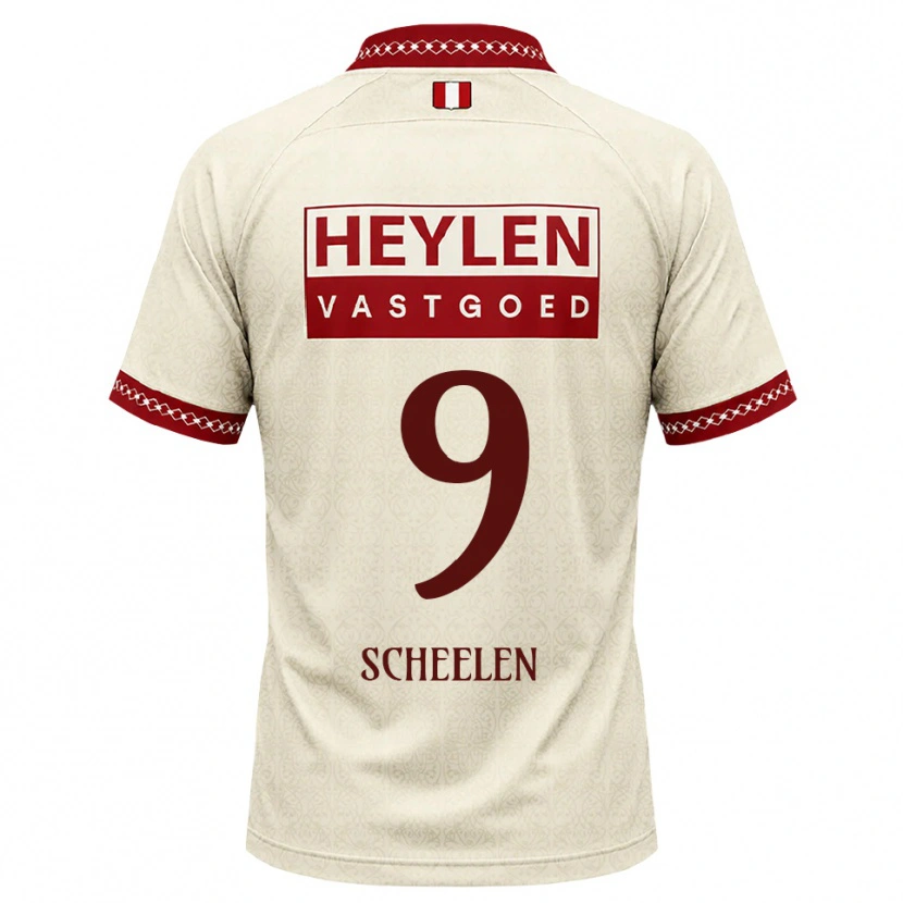 Danxen Bambino Maglia Thijme Scheelen #9 Beige Rosso Kit Gara Away 2026/27 Maglietta