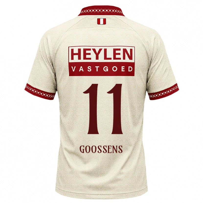 Danxen Bambino Maglia Mattias Goossens #11 Beige Rosso Kit Gara Away 2026/27 Maglietta