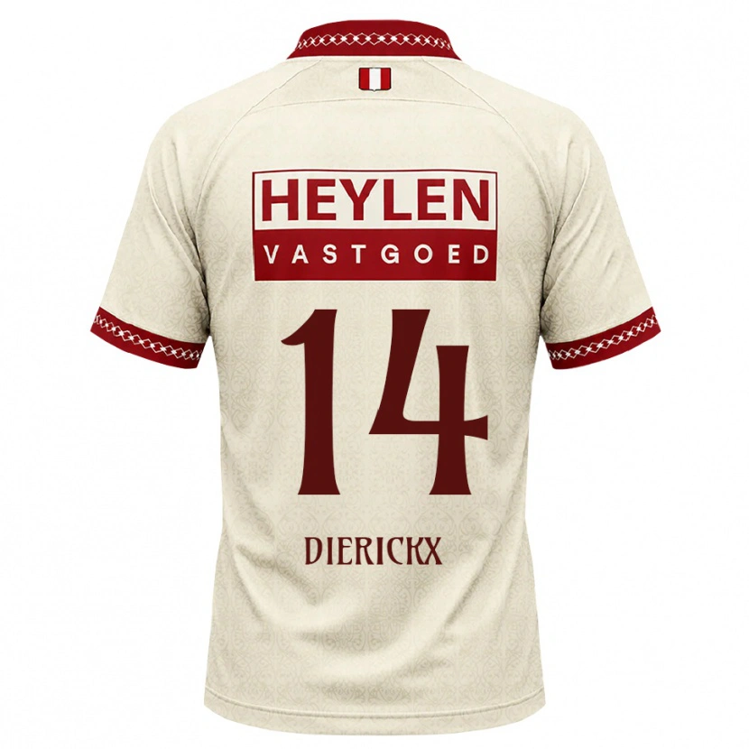 Danxen Bambino Maglia Xander Dierckx #14 Beige Rosso Kit Gara Away 2026/27 Maglietta
