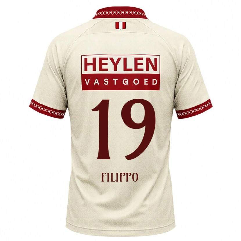 Danxen Bambino Maglia Niels Filippo #19 Beige Rosso Kit Gara Away 2026/27 Maglietta