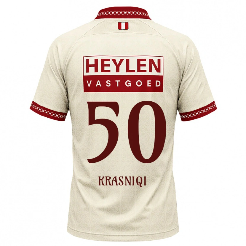 Danxen Bambino Maglia Laurit Krasniqi #50 Beige Rosso Kit Gara Away 2026/27 Maglietta