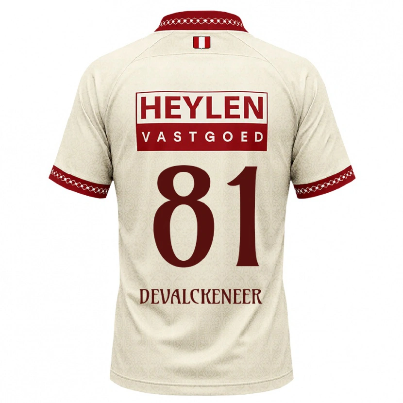 Danxen Bambino Maglia Niels Devalckeneer #81 Beige Rosso Kit Gara Away 2026/27 Maglietta