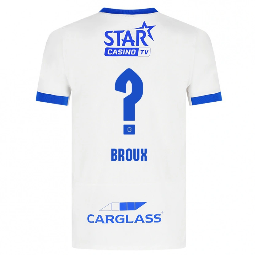 Danxen Bambino Maglia Maxim Broux #0 Bianco Blu Kit Gara Away 2026/27 Maglietta