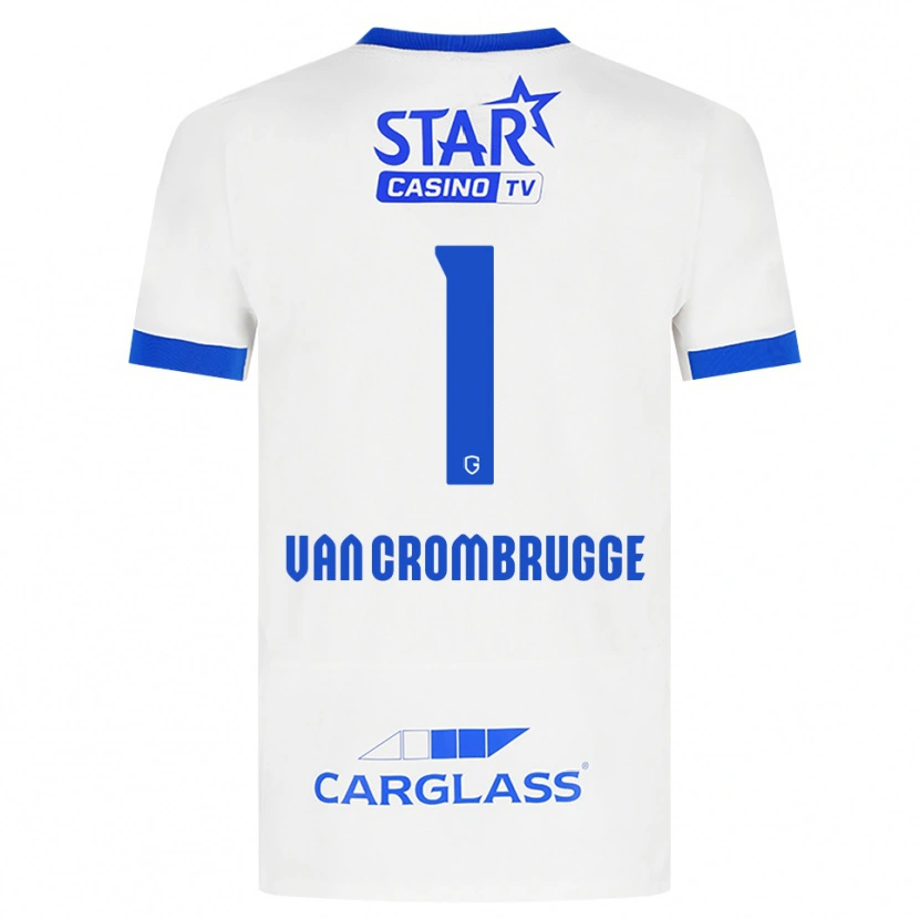 Danxen Bambino Maglia Hendrik Van Crombrugge #1 Bianco Blu Kit Gara Away 2026/27 Maglietta