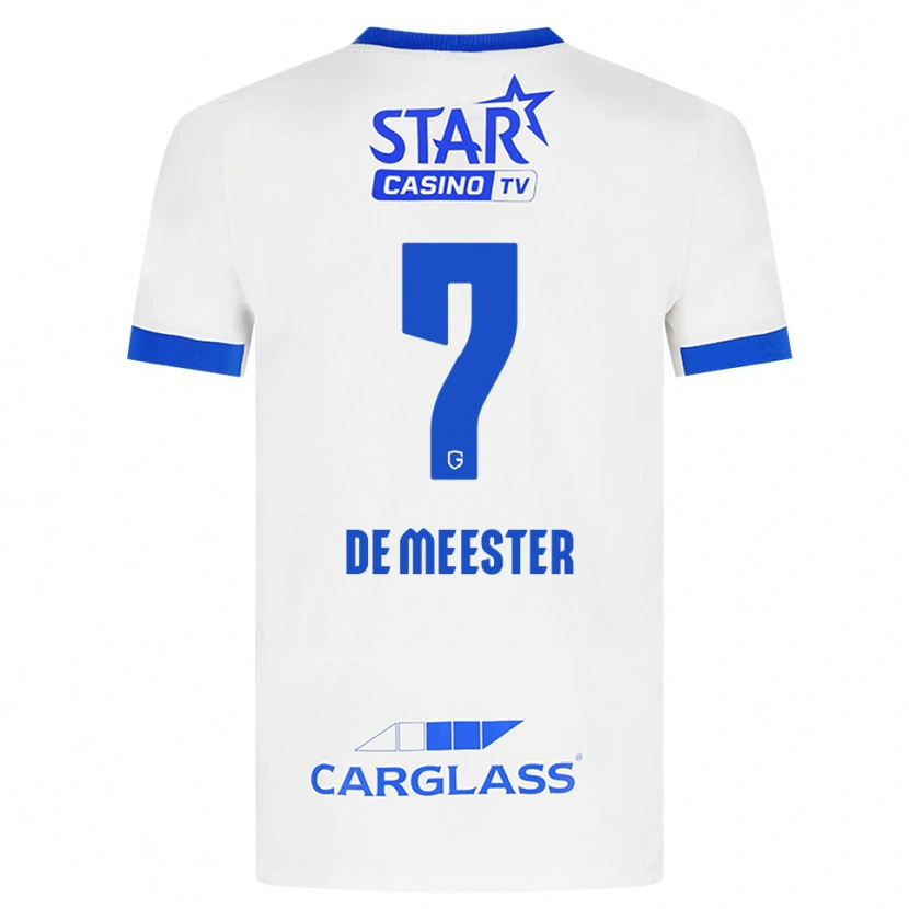 Danxen Bambino Maglia Thirsa De Meester #7 Bianco Blu Kit Gara Away 2026/27 Maglietta