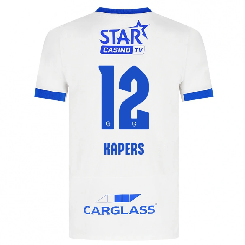 Danxen Bambino Maglia Wout Kapers #12 Bianco Blu Kit Gara Away 2026/27 Maglietta