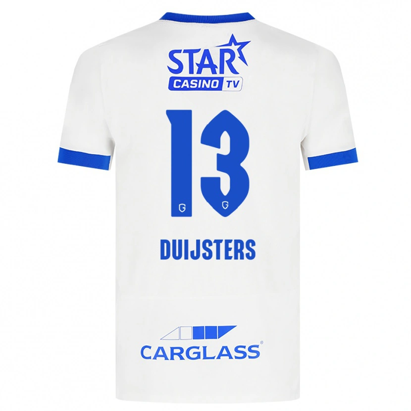 Danxen Bambino Maglia Gwen Duijsters #13 Bianco Blu Kit Gara Away 2026/27 Maglietta