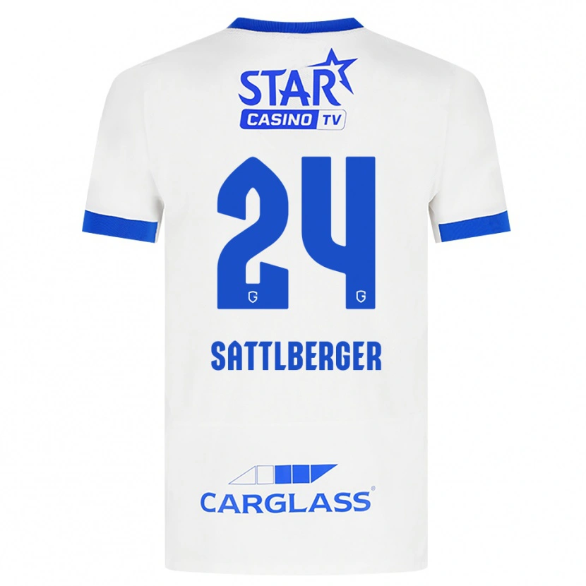 Danxen Bambino Maglia Nikolas Sattlberger #24 Bianco Blu Kit Gara Away 2026/27 Maglietta