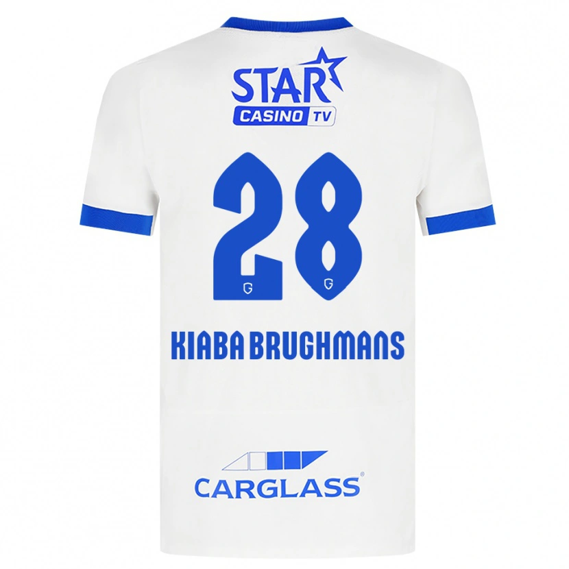 Danxen Bambino Maglia Lucca Brughmans #28 Bianco Blu Kit Gara Away 2026/27 Maglietta