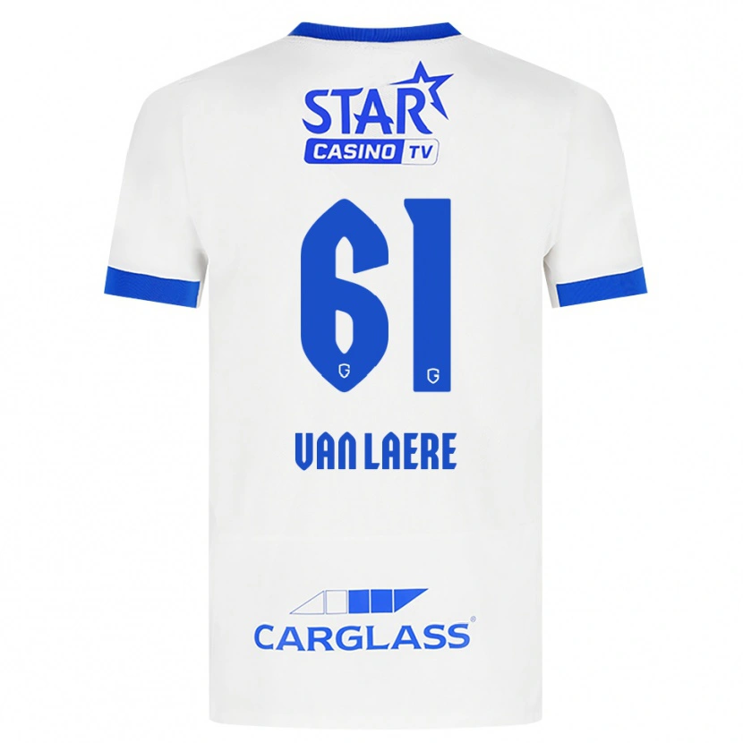 Danxen Bambino Maglia Daan Van Laere #61 Bianco Blu Kit Gara Away 2026/27 Maglietta