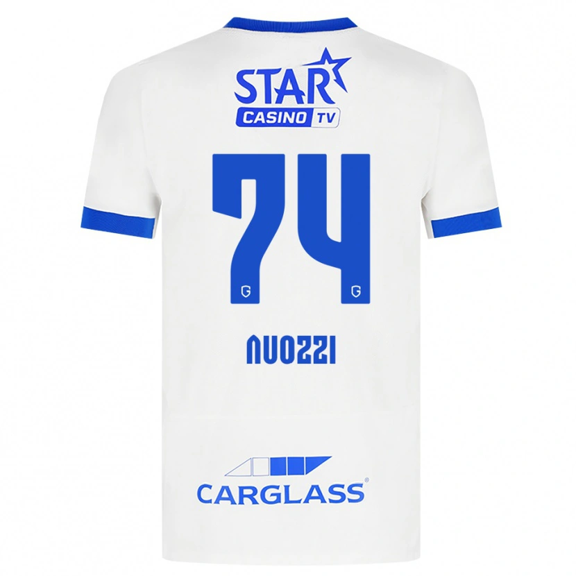 Danxen Bambino Maglia Cédric Nuozzi #74 Bianco Blu Kit Gara Away 2026/27 Maglietta