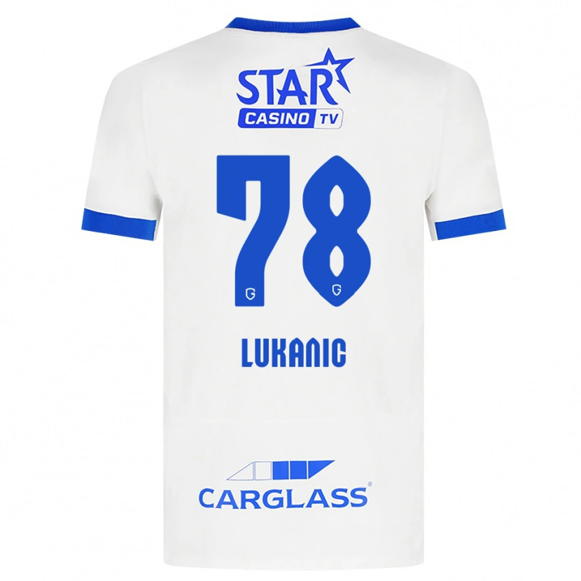 Danxen Bambino Maglia Luka Lukanic #78 Bianco Blu Kit Gara Away 2026/27 Maglietta