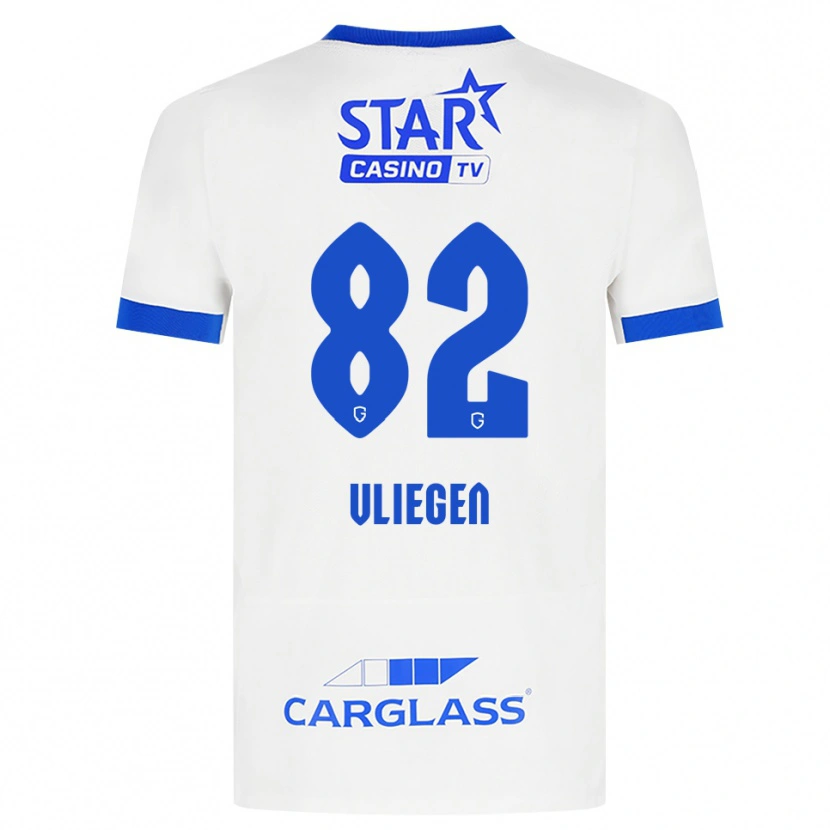 Danxen Bambino Maglia Olivier Vliegen #82 Bianco Blu Kit Gara Away 2026/27 Maglietta