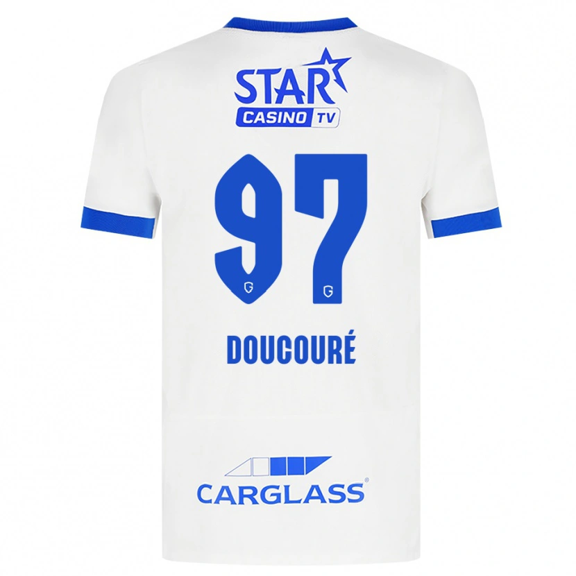 Danxen Bambino Maglia Emile Doucouré #97 Bianco Blu Kit Gara Away 2026/27 Maglietta