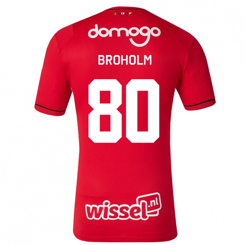 Danxen Bambino Maglia Marius Broholm #80 Rosso Bianco Nero Kit Gara Home 2026/27 Maglietta
