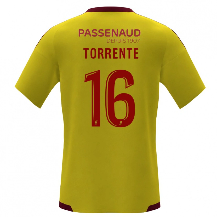 Danxen Bambino Maglia Raúl Torrente #16 Giallo Rosso Verde Kit Gara Away 2026/27 Maglietta
