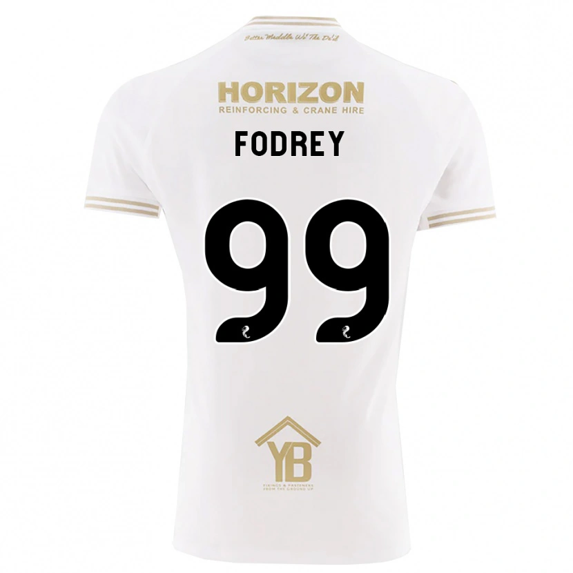 Danxen Uomo Maglia Cj Fodrey #99 Bianco Giallo Kit Gara Away 2026/27 Maglietta