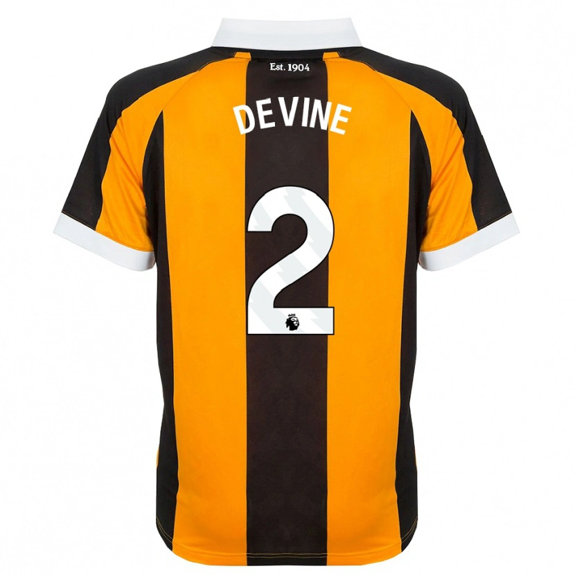 Danxen Uomo Maglia Ed Devine #2 Arancione Nero Bianco Kit Gara Home 2026/27 Maglietta