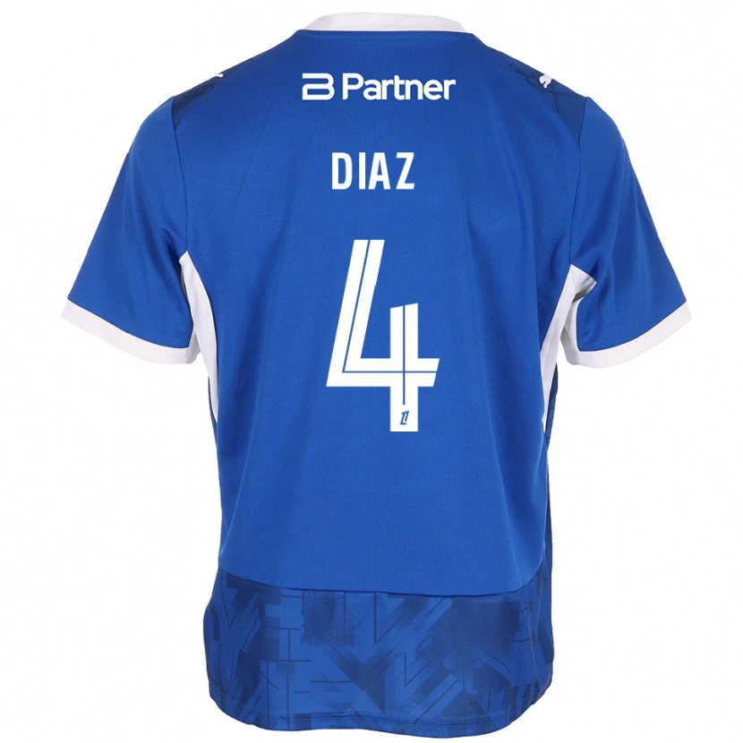 Danxen Uomo Maglia Junior Diaz #4 Blu Medio Bianco Kit Gara Home 2026/27 Maglietta