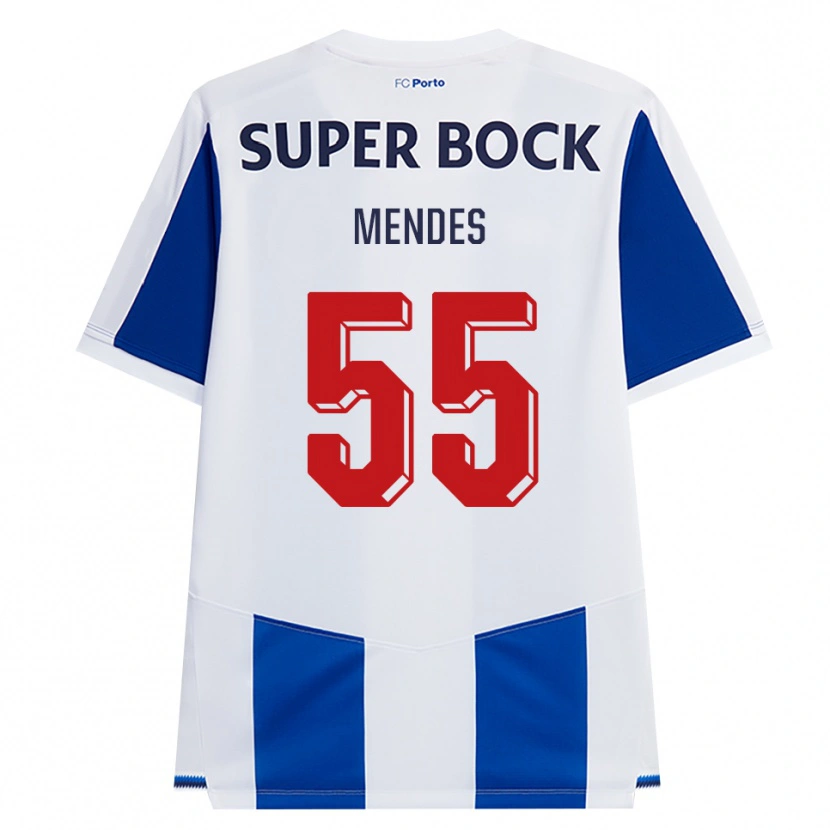 Danxen Uomo Maglia Joao Mendes #55 Blu Bianco Rosso Kit Gara Home 2026/27 Maglietta