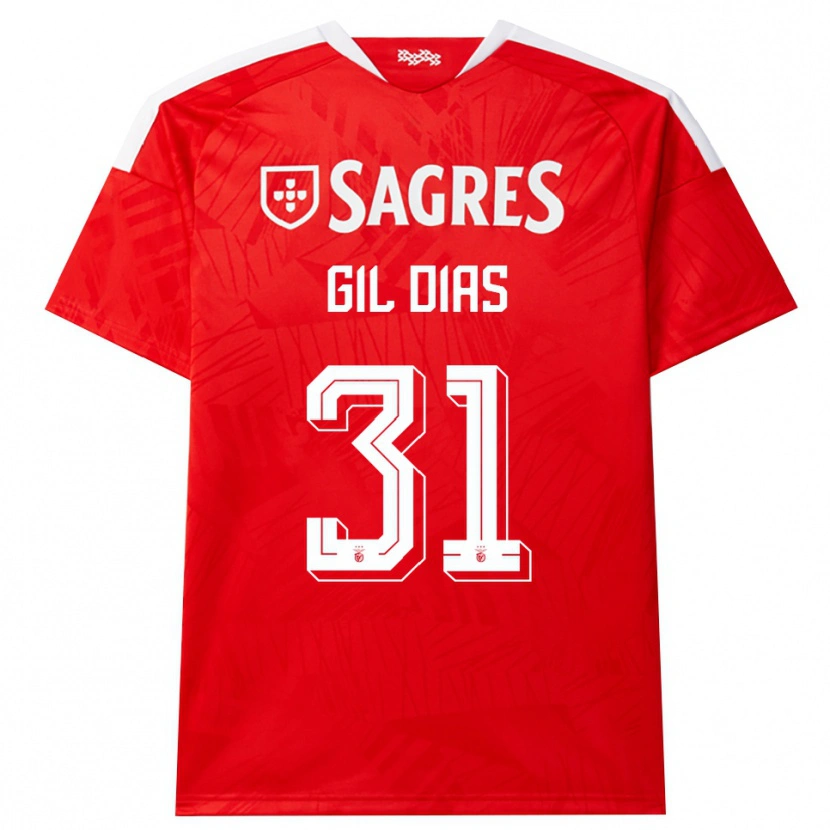 Danxen Uomo Maglia Gil Dias #31 Rosso Bianco Giallo Kit Gara Home 2026/27 Maglietta