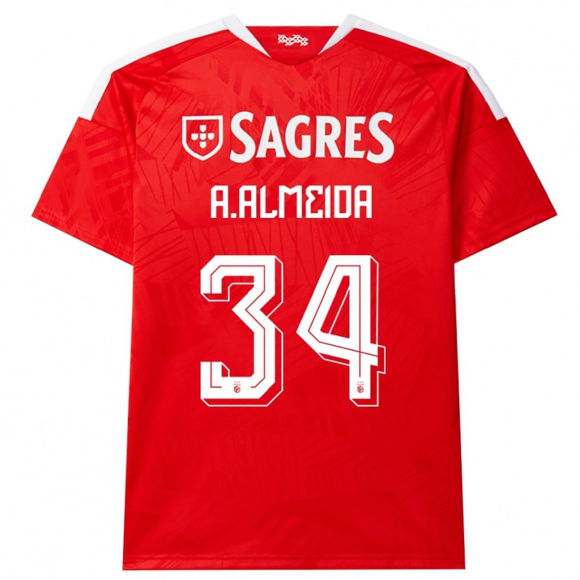 Danxen Uomo Maglia Andre Almeida #34 Rosso Bianco Giallo Kit Gara Home 2026/27 Maglietta