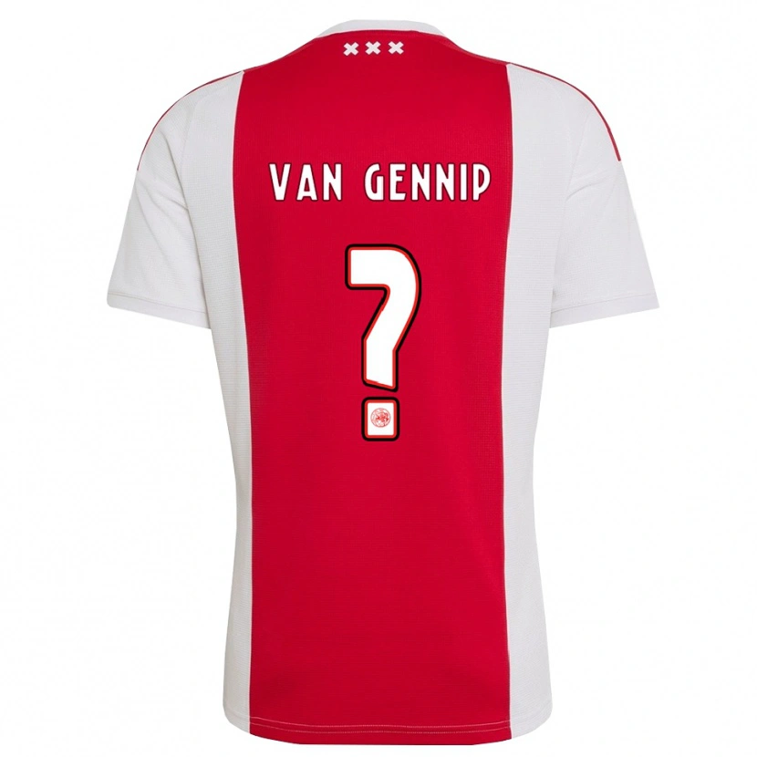 Danxen Uomo Maglia Thiago Van Gennip #0 Rosso Bianco Giallo Kit Gara Home 2026/27 Maglietta
