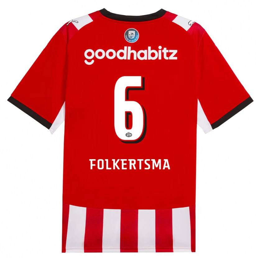 Danxen Uomo Maglia Sisca Folkertsma #6 Rosso Bianco Nero Kit Gara Home 2026/27 Maglietta