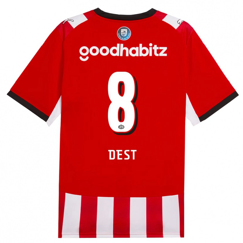 Danxen Uomo Maglia Sergiño Dest #8 Rosso Bianco Nero Kit Gara Home 2026/27 Maglietta
