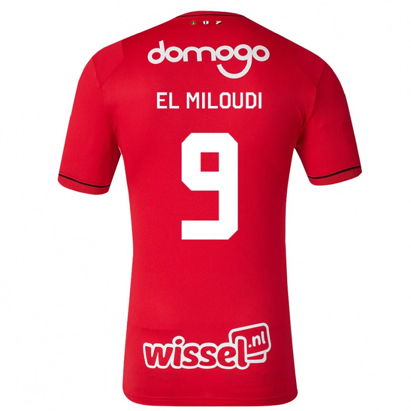 Danxen Uomo Maglia Rayan El Miloudi #9 Rosso Bianco Nero Kit Gara Home 2026/27 Maglietta