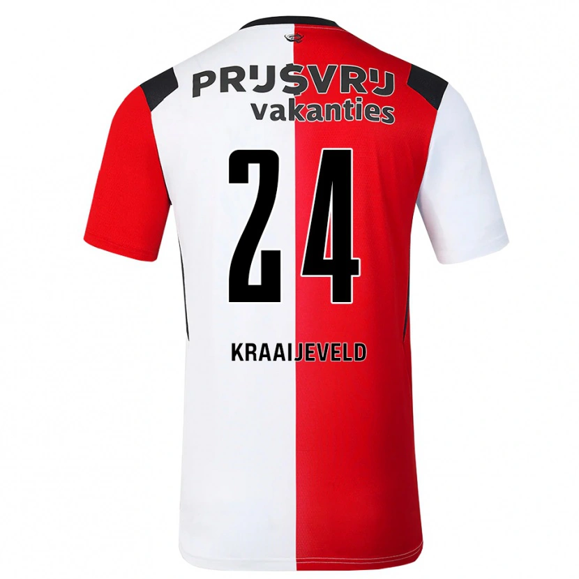 Danxen Uomo Maglia Thijs Kraaijeveld #24 Rosso Bianco Nero Kit Gara Home 2026/27 Maglietta