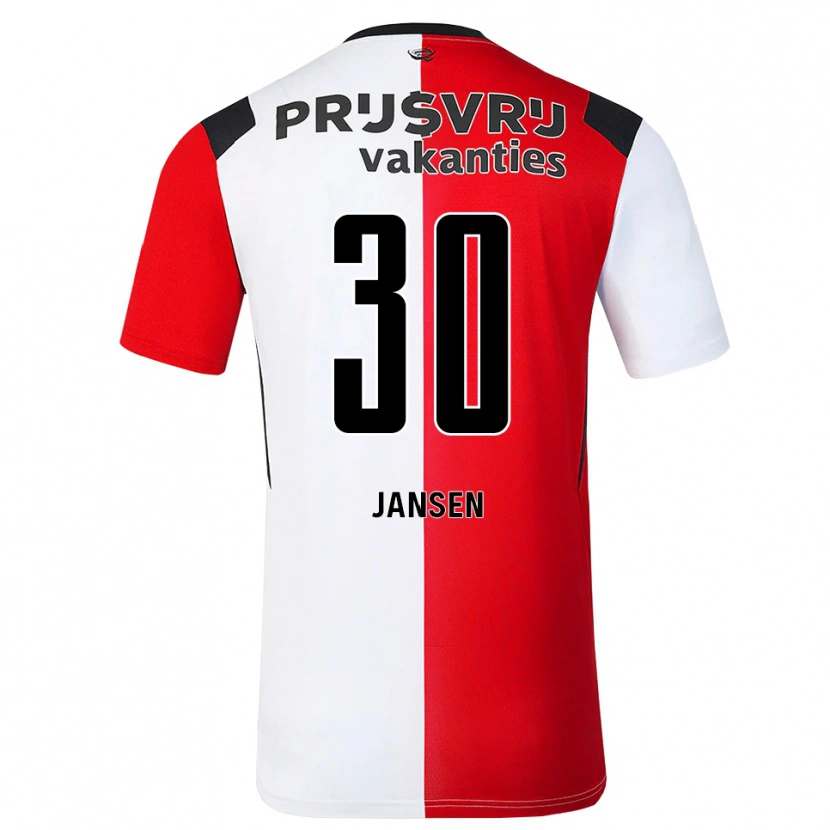 Danxen Uomo Maglia Thijs Jansen #30 Rosso Bianco Nero Kit Gara Home 2026/27 Maglietta