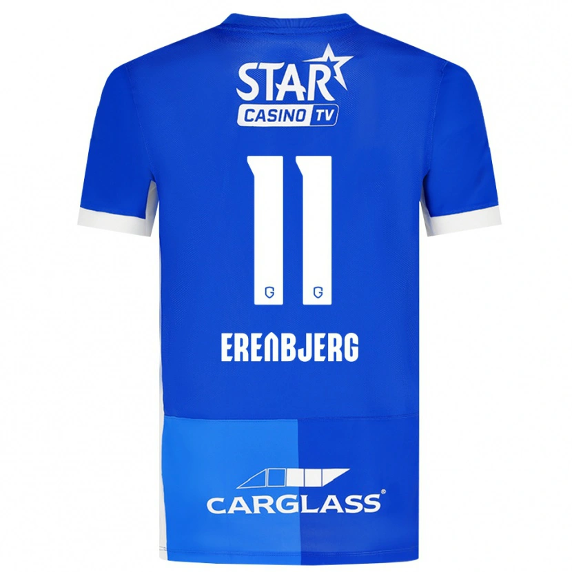 Danxen Uomo Maglia Jeppe Erenbjerg #11 Blu Medio Blu Reale Bianco Kit Gara Home 2026/27 Maglietta