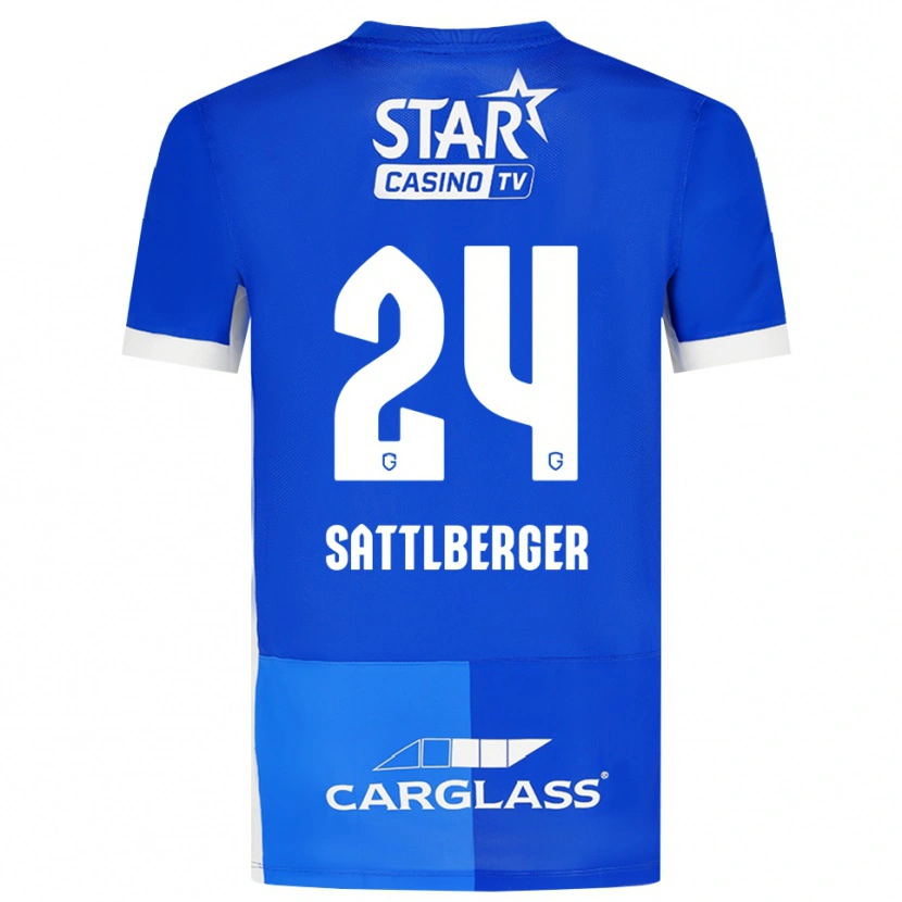 Danxen Uomo Maglia Nikolas Sattlberger #24 Blu Medio Blu Reale Bianco Kit Gara Home 2026/27 Maglietta