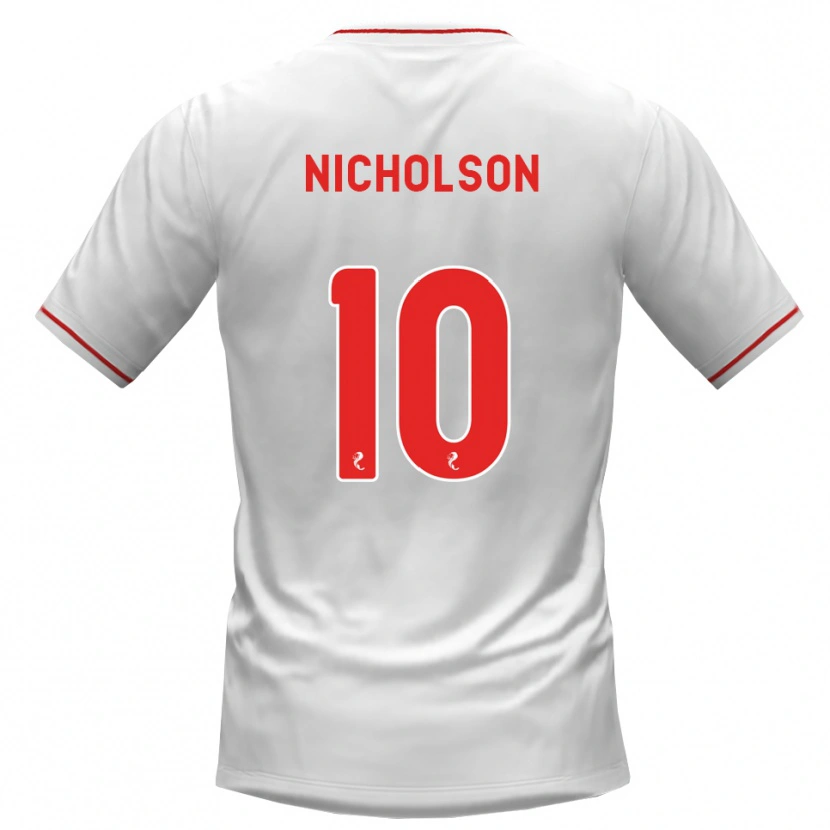 Danxen Uomo Maglia Sam Nicholson #10 Rosso Bianco Kit Gara Away 2026/27 Maglietta