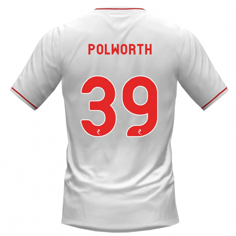 Danxen Uomo Maglia Liam Polworth #39 Rosso Bianco Kit Gara Away 2026/27 Maglietta