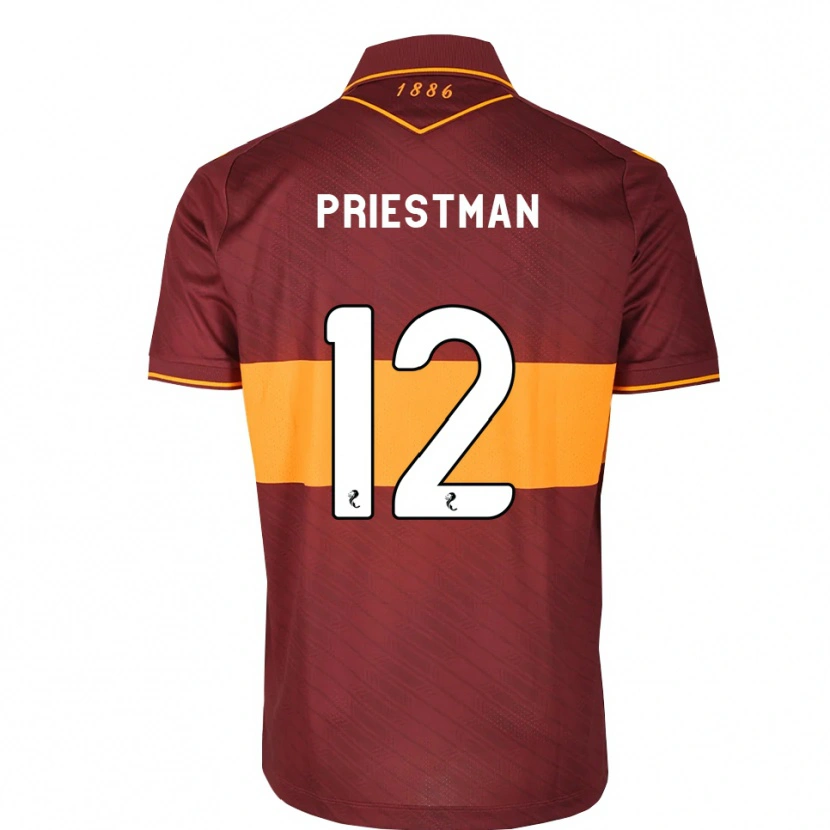 Danxen Uomo Maglia Oscar Priestman #12 Marrone Arancione Kit Gara Away 2026/27 Maglietta